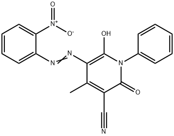 3-Pyridinecarbonitrile,  1,2-dihydro-6-hydroxy-4-methyl-5-[(2-nitrophenyl)azo]-2-oxo-1-phenyl-  (9CI) Struktur