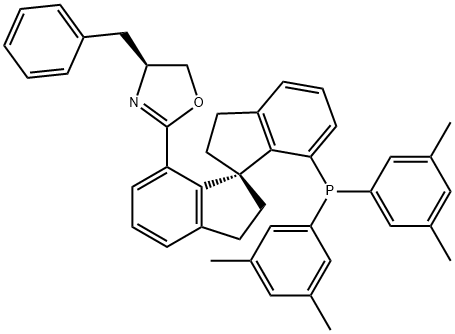 Oxazole,2-[(1S)-7'-[bis(3,5-dimethylphenyl)phosphino]-2,2',3,3'-tetrahydro-1,1'-spirobi[1H-inden]-7-yl]-4,5-dihydro-4-(phenylmethyl)-,(4S)- Struktur