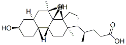 (4R)-4-[(3R,5S,7R,8S,9S,10R,13R,14S,17R)-3,7-dihydroxy-7,10,13-trimeth yl-1,2,3,4,5,6,8,9,11,12,14,15,16,17-tetradecahydrocyclopenta[a]phenan thren-17-yl]pentanoic acid Struktur