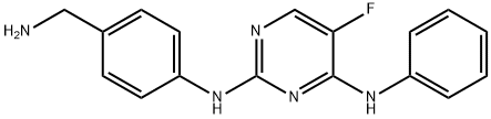 N2-[4-(Aminomethyl)phenyl]-5-fluoro-N4-phenylpyrimidine-2,4-diamine Struktur