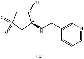 trans-1,1-Dioxo-4-[(pyridin-3-ylmethyl)-amino]-tetrahydrothiophen-3-ol dihydrochloride Struktur