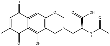 N-Acetyl-S-[(5,8-dihydro-1-hydroxy-3-methoxy-7-methyl-5,8-dioxonaphthalen-2-yl)methyl]-L-cysteine Struktur