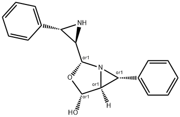 6-Phenyl-2-(3-phenyl-2-aziridinyl)-3-oxa-1-azabicyclo[3.1.0]hexan-4-ol Struktur