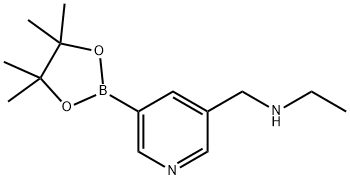 N-((5-(4,4,5,5-tetramethyl-1,3,2-dioxaborolan-2-yl)pyridin-3-yl)methyl)ethanamine Struktur