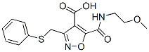 4-Isoxazolecarboxylic  acid,  5-[[(2-methoxyethyl)amino]carbonyl]-3-[(phenylthio)methyl]- Struktur