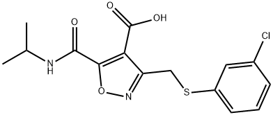 4-Isoxazolecarboxylic  acid,  3-[[(3-chlorophenyl)thio]methyl]-5-[[(1-methylethyl)amino]carbonyl]- Struktur