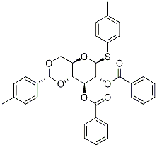 b-D-Glucopyranoside, 4-Methylphenyl 4,6-O-[(R)-(4-Methylphenyl)Methylene]-1-thio-, 2,3-dibenzoate Struktur