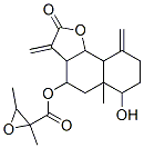 2,3-Dimethyloxiranecarboxylic acid 2,3,3a,4,5,5a,6,7,8,9,9a,9b-dodecahydro-6-hydroxy-5a-methyl-3,9-bis(methylene)-2-oxonaphtho[1,2-b]furan-4-yl ester Struktur