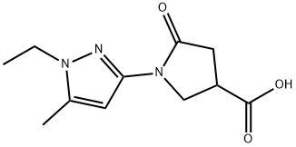 1-(1-ethyl-5-methyl-1H-pyrazol-3-yl)-5-oxopyrrolidine-3-carboxylic acid(SALTDATA: FREE) Struktur