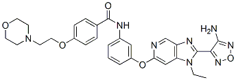 BENZAMIDE, N-[3-[[2-(4-AMINO-1,2,5-OXADIAZOL-3-YL)-1-ETHYL-1H-IMIDAZO[4,5-C]PYRIDIN-6-YL]OXY]PHENYL]-4-[2-(4-MORPHOLINYL)ETHOXY]- Struktur