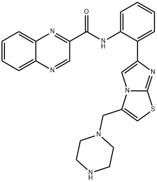 N-[2-[3-(1-哌嗪基甲基)咪唑并[2,1-B]噻唑-6-基]苯基]-2-喹喔啉甲酰胺 結(jié)構(gòu)式