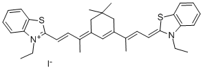 3-ETHYL-2-[(E)-3-(3-((E)-3-[3-ETHYL-1,3-BENZOTHIAZOL-2(3H)-YLIDENE]-1-METHYL-1-PROPENYL)-5,5-DIMETHYL-2-CYCLOHEXEN-1-YLIDENE)-1-BUTENYL]-1,3-BENZOTHIAZOL-3-IUM IODIDE Struktur