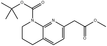 (8-BOC-5,6,7,8-TETRAHYDRO-[1,8]NAPHTHYRIDIN-2-YL)-ACETIC ACID METHYL ESTER
 Struktur