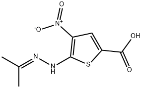 2-Thiophenecarboxylic  acid,  5-(isopropylidenehydrazino)-4-nitro-  (7CI) Struktur