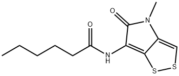 N-(4,5-Dihydro-4-methyl-5-oxo-1,2-dithiolo[4,3-b]pyrrol-6-yl)hexanamide Struktur