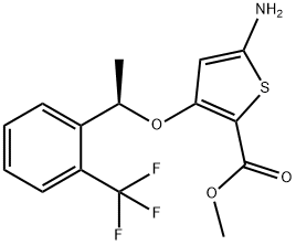 2-Thiophenecarboxylic acid, 5-aMino-3-[(1R)-1-[2-(trifluoroMethyl)phenyl]ethoxy]-, Methyl ester Struktur