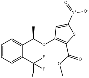 2-Thiophenecarboxylic acid, 5-nitro-3-[(1R)-1-[2-(trifluoroMethyl)phenyl]ethoxy]-, Methyl ester Struktur