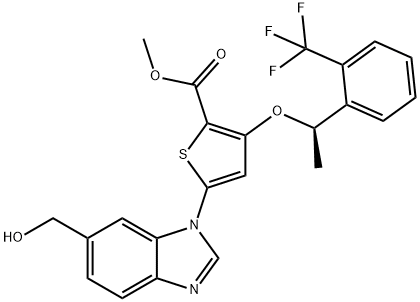 (R)-Methyl 5-(6-(hydroxyMethyl)-1H-benzo[d]iMidazol-1-yl)-3-(1-(2-(trifluoroMethyl)phenyl)ethoxy)thiophene-2-carboxylate Struktur