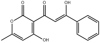 4-Hydroxy-3-[(Z)-3-hydroxy-1-oxo-3-phenyl-2-propenyl]-6-methyl-2H-pyran-2-one Struktur