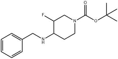 TERT-BUTYL 4-(BENZYLAMINO)-3-FLUOROPIPERIDINE-1-CARBOXYLATE Struktur