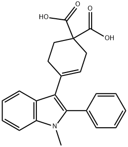 4-(1-methyl-2-phenyl-1H-indol-3-yl)-3-cyclohexene-
1,1-dicarboxylic acid Struktur