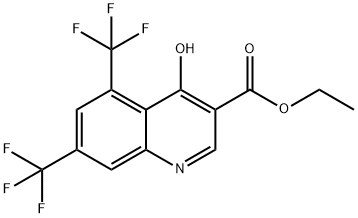 4-HYDROXY-5,7-BIS-TRIFLUOROMETHYL-QUINOLINE-3-CARBOXYLIC ACID ETHYL ESTER Struktur