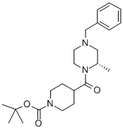 4-(4-Benzyl-2-S-methylpiperazine-1-carbonyl)-piperidine-1-carboxylic acid tert-butyl ester Struktur