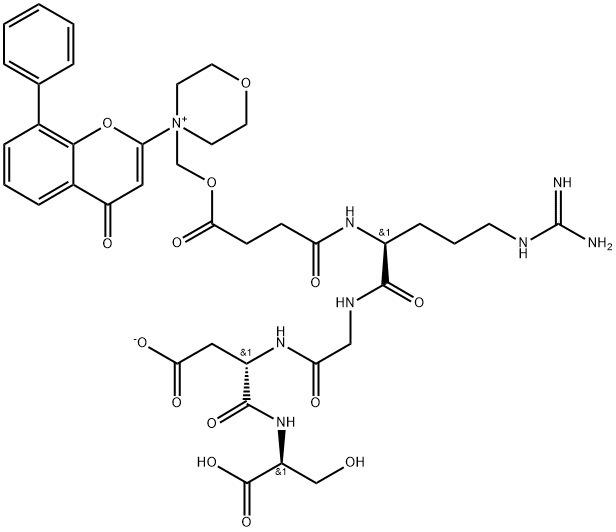 L-Serine, N2-[1,4-dioxo-4-[[4-(4-oxo-8-phenyl-4H-1-benzopyran-2-yl)MorpholiniuM-4-yl]Methoxy]butyl]-L-arginylglycyl-L-a-aspartyl-, inner salt Struktur