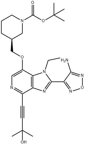 (S)-tert-butyl 3-((2-(4-aMino-1,2,5-oxadiazol-3-yl)-1-ethyl-4-(3-hydroxy-3-Methylbut-1-ynyl)-1H-iMidazo[4,5-c]pyridin-7-yloxy)Methyl)piperidine-1-carboxylate Struktur