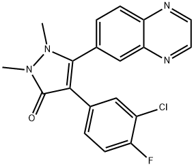 3H-Pyrazol-3-one, 4-(3-chloro-4-fluorophenyl)-1,2-dihydro-1,2-diMethyl-5-(6-quinoxalinyl)- Struktur