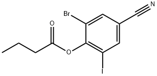 2-bromo-4-cyano-6-iodophenyl butyrate Struktur