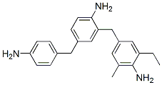 2-[(4-amino-3-ethyl-5-methylphenyl)methyl]-4-[(4-aminophenyl)methyl]aniline Struktur