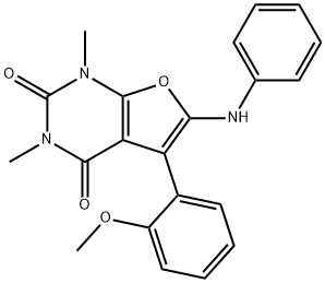 Furo[2,3-d]pyrimidine-2,4(1H,3H)-dione,  5-(2-methoxyphenyl)-1,3-dimethyl-6-(phenylamino)- Struktur