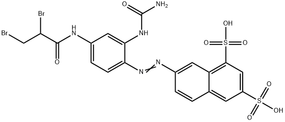 7-[[2-[(aminocarbonyl)amino]-4-[(2,3-dibromo-1-oxopropyl)amino]phenyl]azo]naphthalene-1,3-disulphonic acid Struktur