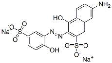 disodium 7-amino-4-hydroxy-3-[(2-hydroxy-5-sulphonatophenyl)azo]naphthalene-2-sulphonate Struktur