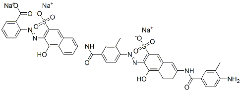 2-[[6-[[4-[[6-[(4-amino-3-methylbenzoyl)amino]-1-hydroxy-3-sulpho-2-naphthyl]azo]-3-methylbenzoyl]amino]-1-hydroxy-3-sulpho-2-naphthyl]azo]benzoic acid, sodium salt Struktur