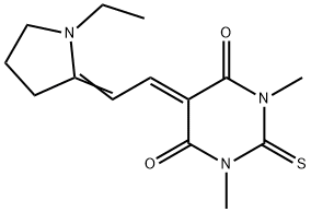 5-[(1-ethylpyrrolidin-2-ylidene)ethylidene]dihydro-1,3-dimethyl-2-thioxo-1H,5H-pyrimidine-4,6-dione Struktur