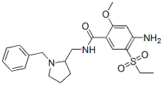 4-amino-N-[(1-benzyl-2-pyrrolidinyl)methyl]-5-(ethylsulphonyl)-2-methoxybenzamide Struktur