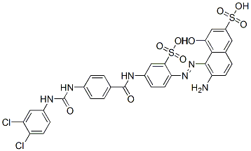 6-amino-5-[[4-[[4-[[[(3,4-dichlorophenyl)amino]carbonyl]amino]benzoyl]amino]-2-sulphophenyl]azo]-4-hydroxynaphthalene-2-sulphonic acid  Struktur