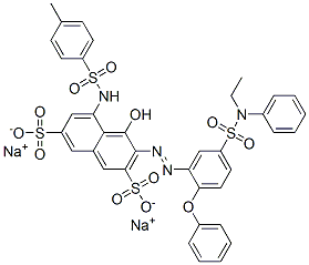 disodium 3-[[5-[(ethylphenylamino)sulphonyl]-2-phenoxyphenyl]azo]-4-hydroxy-5-[[(p-tolyl)sulphonyl]amino]naphthalene-2,7-disulphonate Struktur