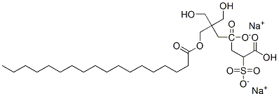 disodium 4-[2,2-bis(hydroxymethyl)-3-[(1-oxooctadecyl)oxy]propyl] 2-sulphonatosuccinate Struktur