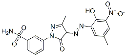 3-[4,5-dihydro-4-[(2-hydroxy-5-methyl-3-nitrophenyl)azo]-3-methyl-5-oxo-1H-pyrazol-1-yl]benzenesulphonamide Struktur