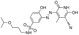 3-[(5-cyano-1,2-dihydro-6-hydroxy-4-methyl-2-oxo-3-pyridyl)azo]-4-hydroxy-N-[3-(1-methylethoxy)propyl]benzenesulphonamide  Struktur