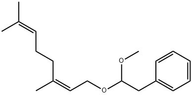 (Z)-[2-(3,7-dimethyl-2,6-octadienyloxy)-2-methoxyethyl]benzene Struktur