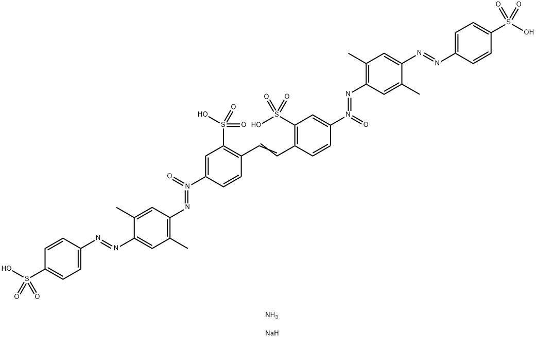 4,4'-bis[[2,5-dimethyl-4-[(4-sulphophenyl)azo]phenyl]-N,N,O-azoxy]stilbene-2,2'-disulphonic acid, ammonium sodium salt Struktur