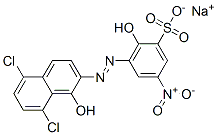 sodium 3-[(5,8-dichloro-1-hydroxy-2-naphthyl)azo]-2-hydroxy-5-nitrobenzenesulphonate Struktur