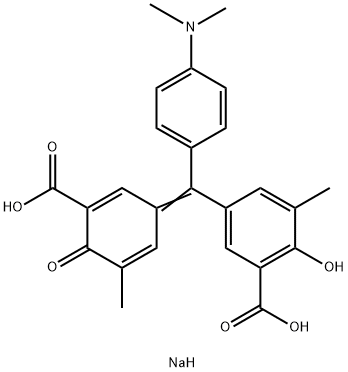 5-[[3-carboxy-5-methyl-4-oxo-2,5-cyclohexadien-1-ylidene][4-(N,N-dimethylamino)phenyl]methyl]-3-methylsalicylic acid, sodium salt Struktur