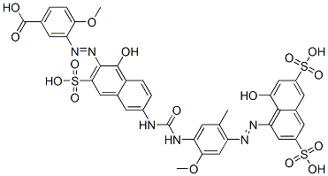 3-[[1-hydroxy-6-[[[[4-[(8-hydroxy-3,6-disulpho-1-naphthyl)azo]-2-methoxy-5-methylphenyl]amino]carbonyl]amino]-3-sulpho-2-naphthyl]azo]-p-anisic acid  Struktur