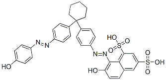 7-hydroxy-8-[[4-[1-[4-[(4-hydroxyphenyl)azo]phenyl]cyclohexyl]phenyl]azo]naphthalene-1,3-disulphonic acid Struktur