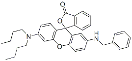 2'-[(benzyl)amino]-6'-(dibutylamino)spiro[isobenzofuran-1(3H),9'-[9H]xanthene]-3-one Struktur